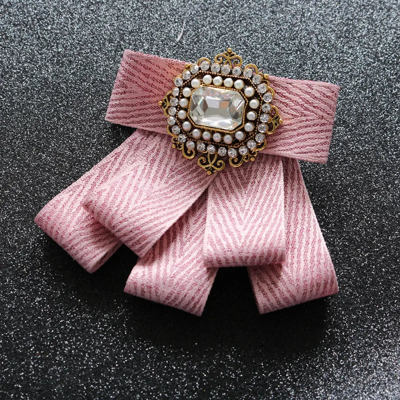 Fashion British Multi-layer Wedding Ribbon and Crystal Bowtie 10 Bazaare Mart Fancy Jeweled Neck Tie