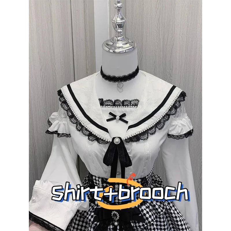 Women's Kawaii Lolita Blouse – Japanese-Inspired Peter Pan Collar Shirt with Lace & Bow Details shirt 40 Bazaare Mart Blouse