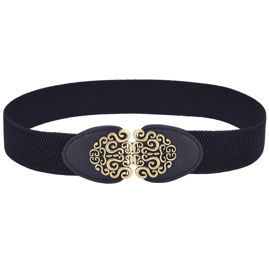 Women's Retro Stretch Belt 4YF-5 Black Bazaare Mart Belt
