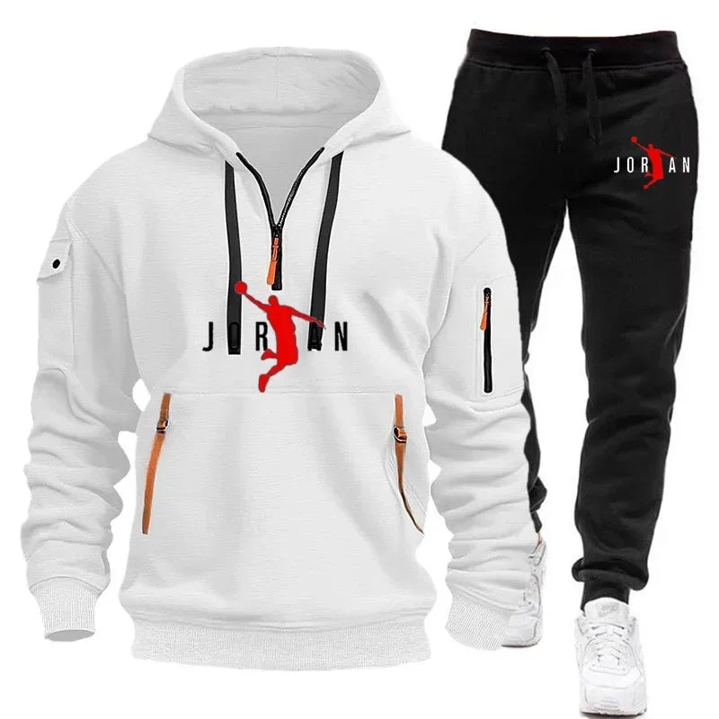 Trendy Men's Hoodie + Joggers Tracksuit Sportswear