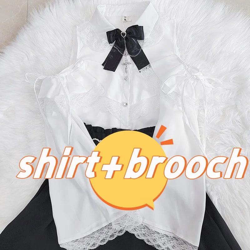 Women's Kawaii Lolita Blouse – Japanese-Inspired Peter Pan Collar Shirt with Lace & Bow Details 20 shirt Bazaare Mart Blouse