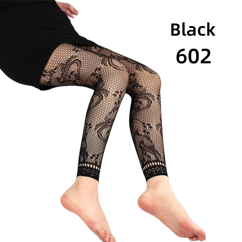 Colored Lace High Waist Footless Tights