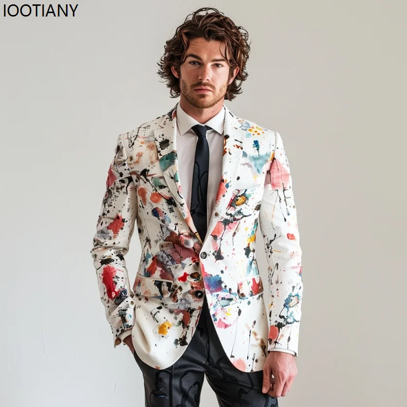 Men's Floral Print Suit Jacket