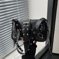 Studded Baguette Shoulder Bag – Faux Leather Punk Rock Shoulder Purse with Buckle & Rivet Details black China Mainland Bazaare Mart Shoulder Purse