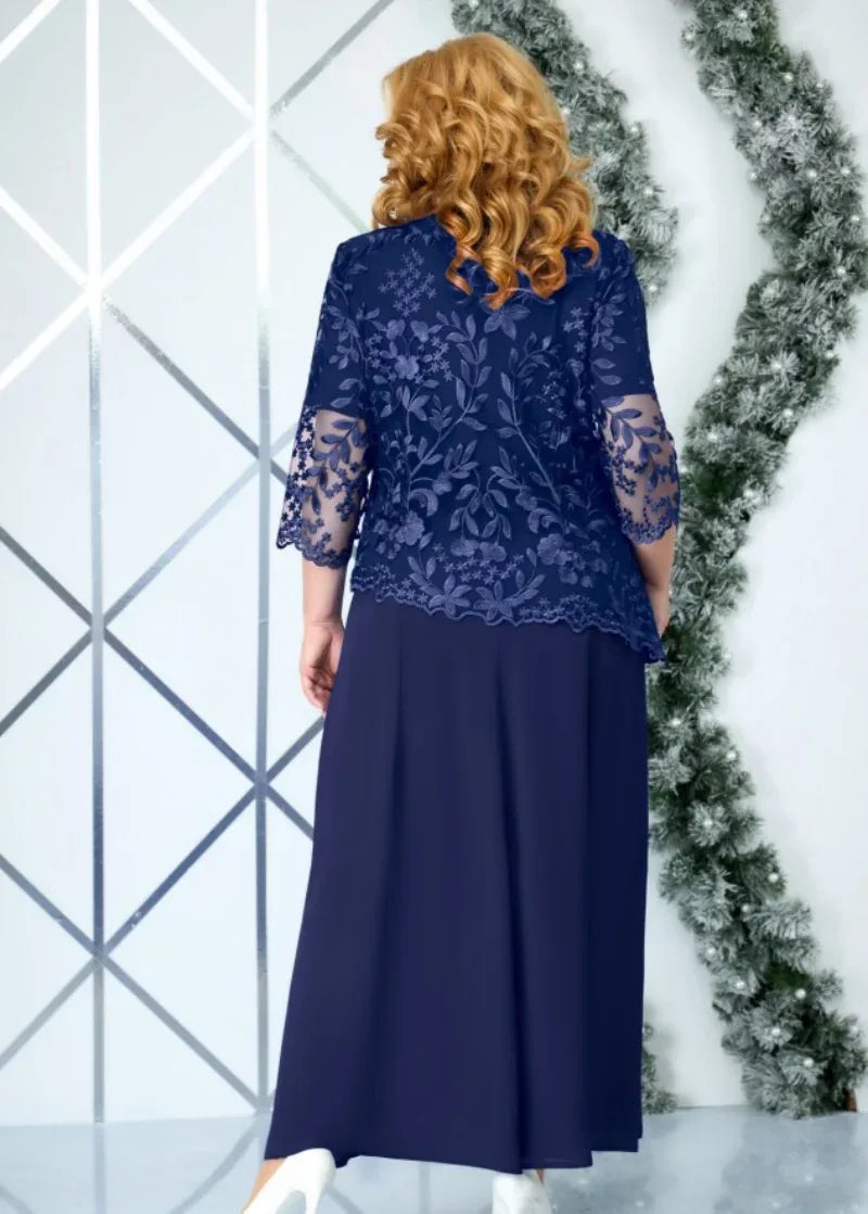 Navy Blue Lace Maxi Dress Bazaare Mart Navy Blue Lace Maxi Dress