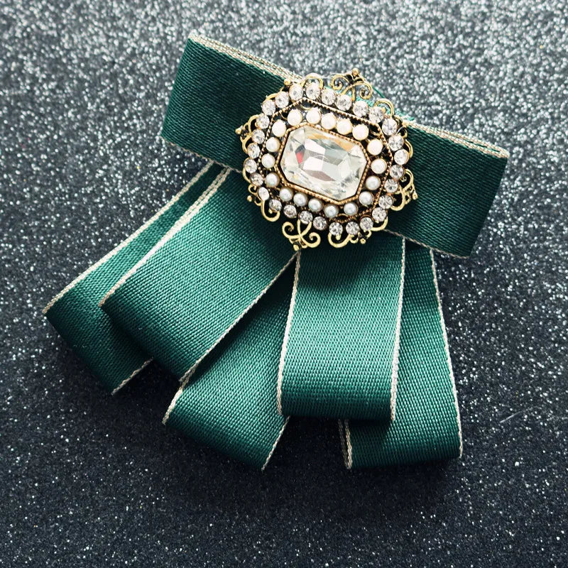 Fashion British Multi-layer Wedding Ribbon and Crystal Bowtie Bazaare Mart Fancy Jeweled Neck Tie