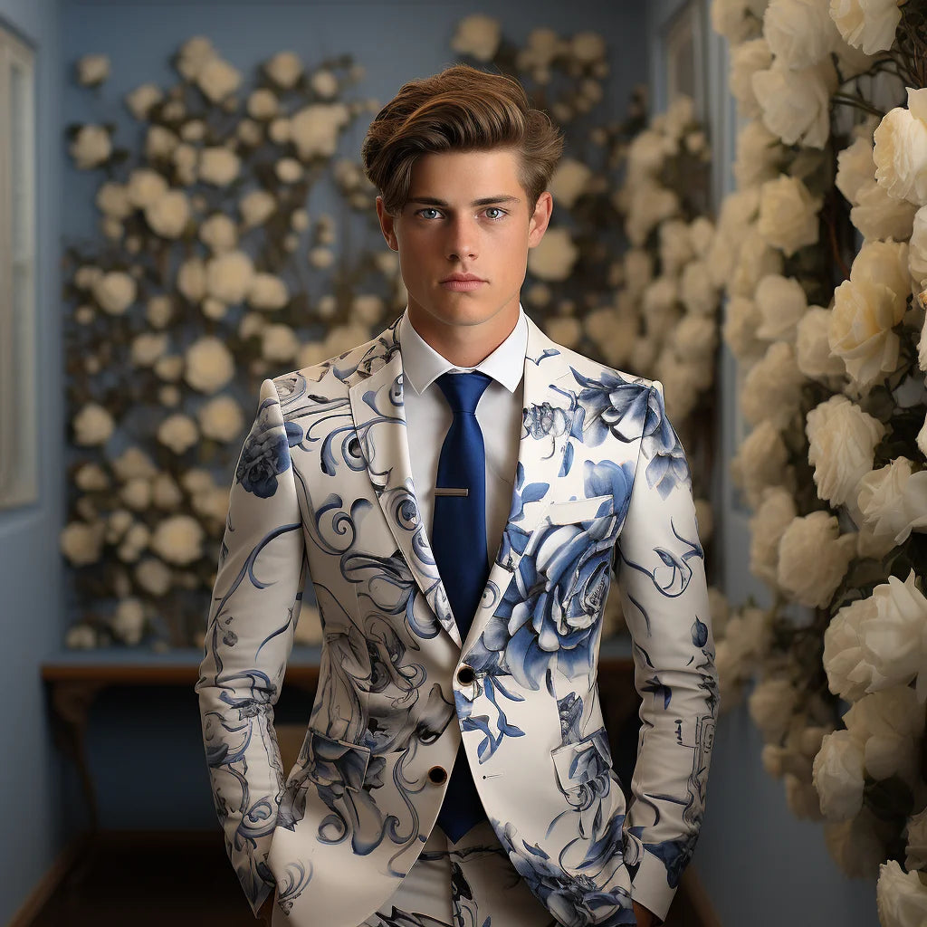 Men's Floral Print Suit Jacket