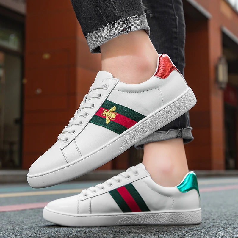 Tri Stripe Gold Bee Designer Style Sneakers