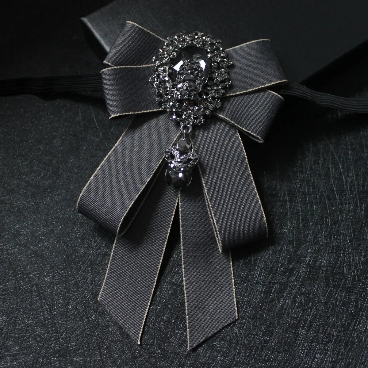 Rococo Handmade Ribbon Brooch Necktie 3 Bazaare Mart Rococo Handmade Ribbon Brooch Necktie