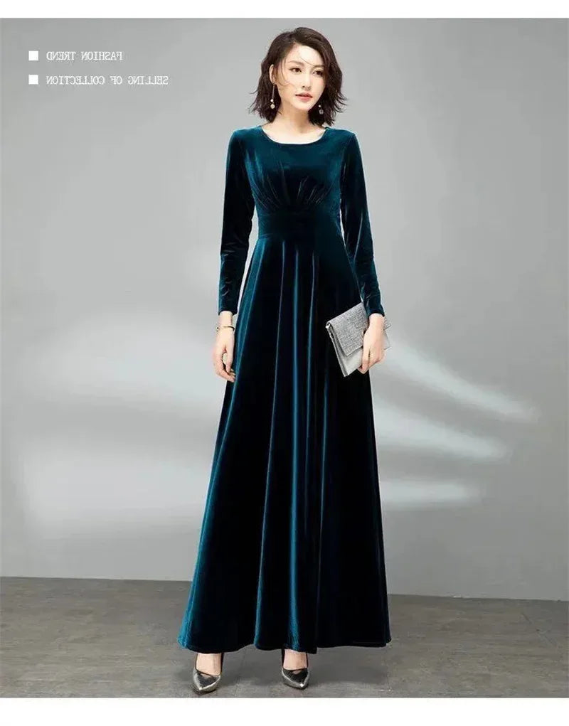 Long Sleeve Velvet Maxi Dress Bazaare Mart Long Sleeve Velvet Maxi Dress