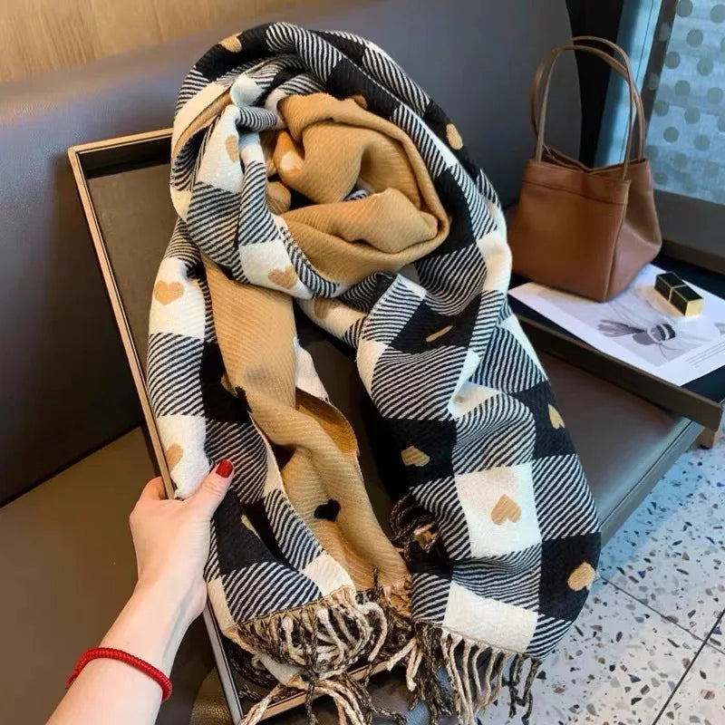Thick Plaid Tasseled Scarf Bazaare Mart Thick Plaid Tasseled Scarf