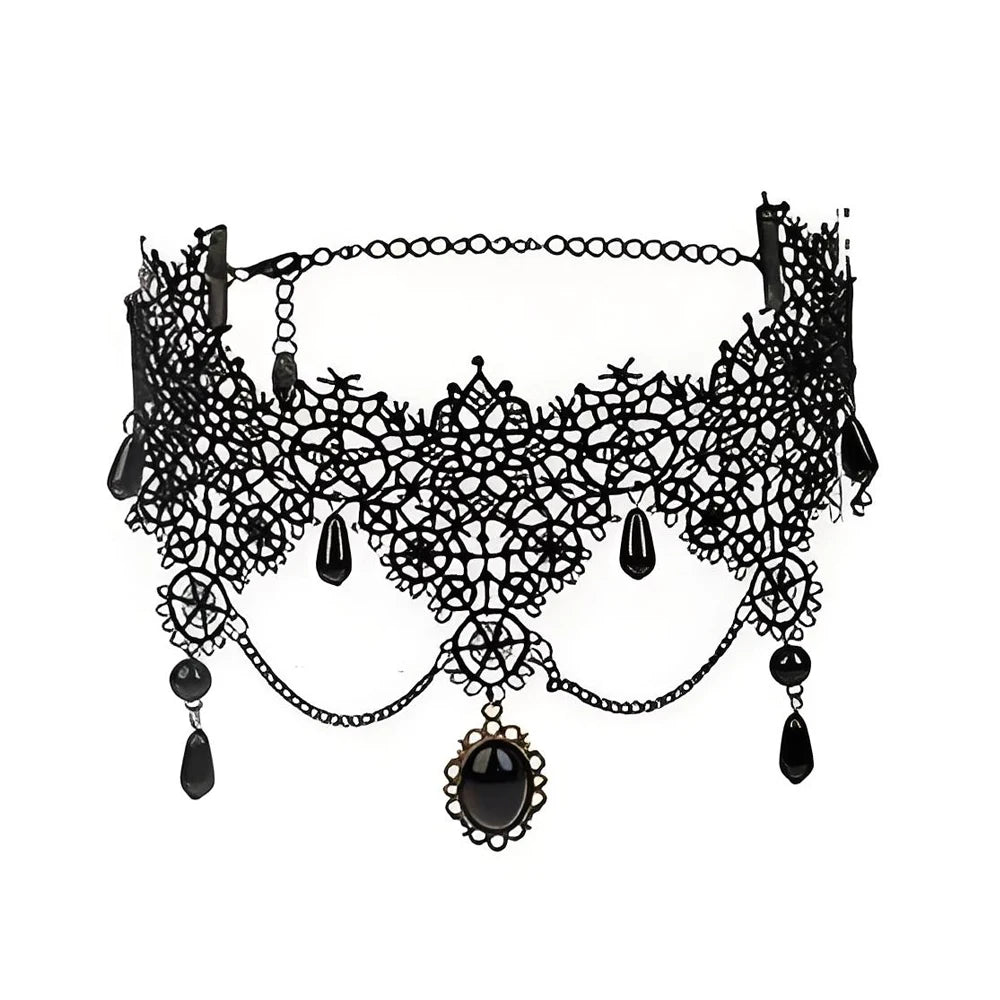 Neo-Gothic Black Lace Choker NXLS19 Bazaare Mart Black Lace Choker