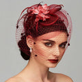 Mesh Veiled Flower Fascinators Red Bazaare Mart Mesh Veiled Flower Fascinators