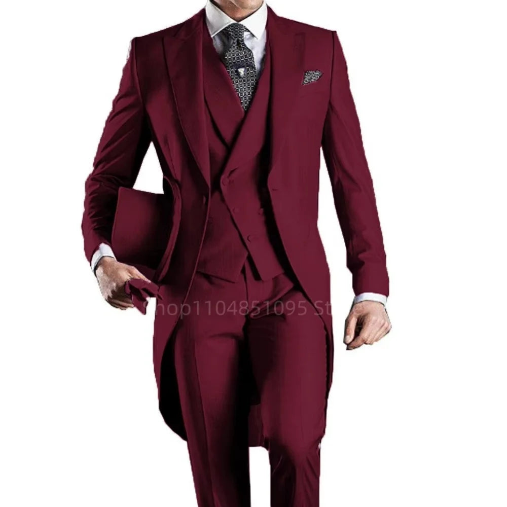 Long Tail 3pc Wedding Tuxedo Suit