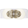 Black Butterfly 3 Inch Wide Elastic Vintage Belt White 68cm to 85cm waist Bazaare Mart Wide Belt