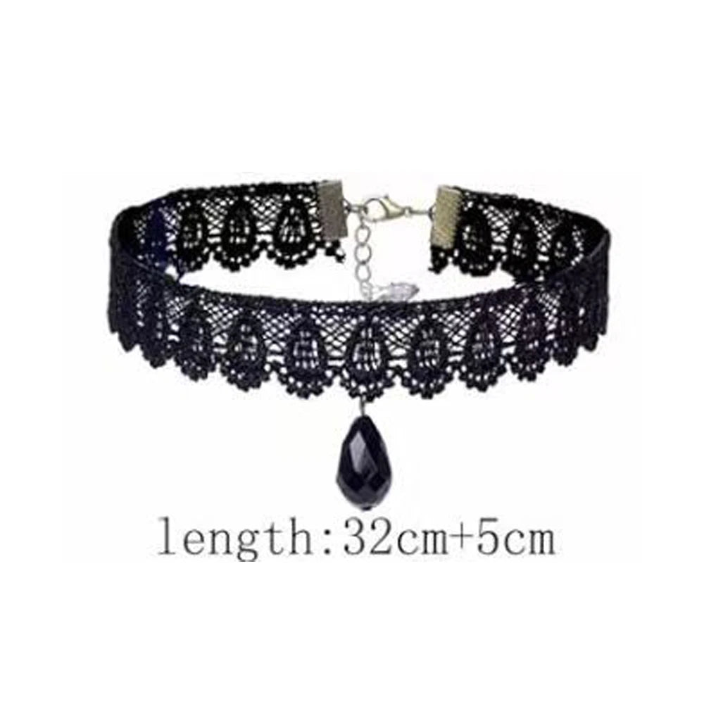 Neo-Gothic Black Lace Choker NXLS11 Bazaare Mart Black Lace Choker