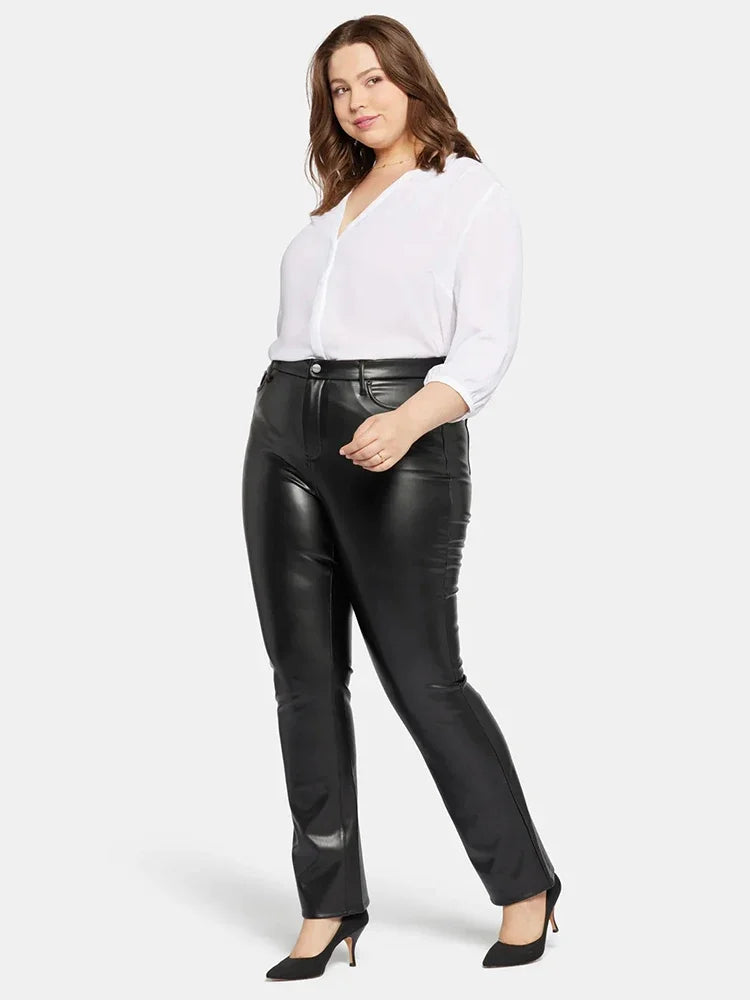 Women Plus Size Faux Leather Pants High Waist Sexy PU Trousers with Pocket Ladies Stretch Bodycon Pencil Pants 5XL 6XL 7XL New Bazaare Mart
