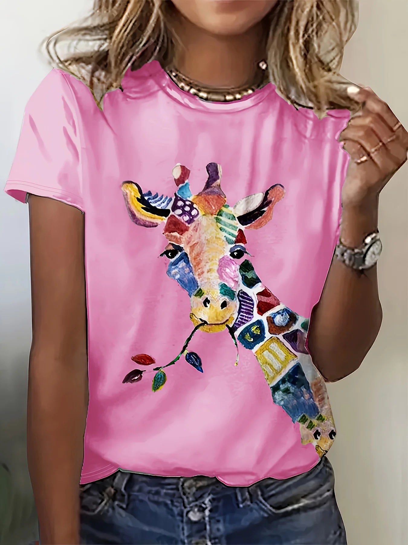 Colorful Abstract Giraffe Women's Tee
