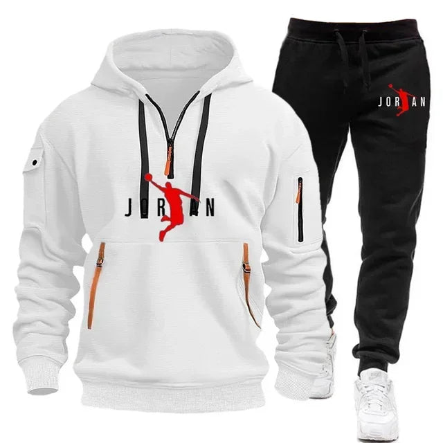 Trendy Men's Hoodie + Joggers Tracksuit Sportswear