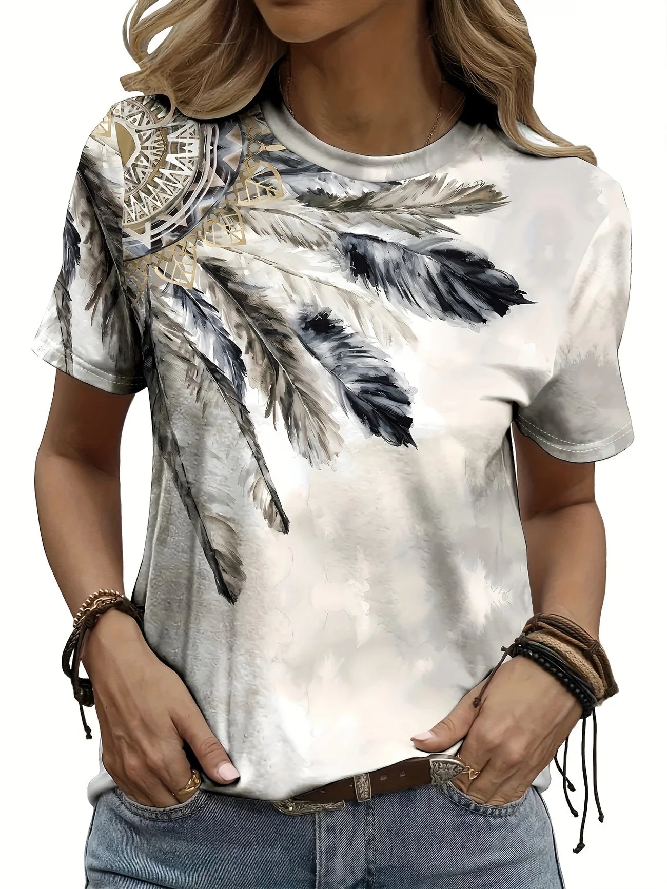 Women’s Graphic Summer Casual T-Shirts PB140AT4-HGXG15 Bazaare Mart Lady's T-Shirt