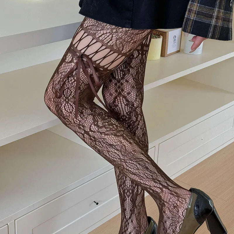 Lace Bow Tie Stockings Bazaare Mart Lace Stockings
