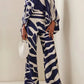 Abstract Print Satin 2pc Pants Sets Blue Bazaare Mart 2 pc. Pants Outfit