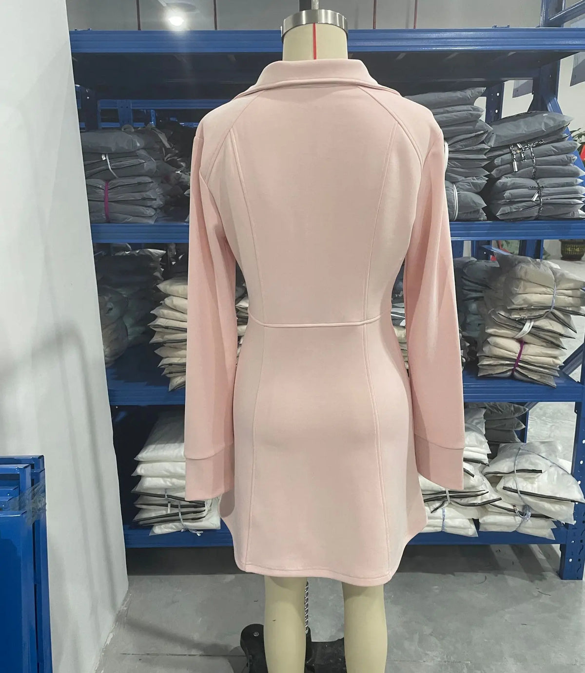 Women's Half-Zip Mini Scuba Dress – Long Sleeve Slim-Fit Dress