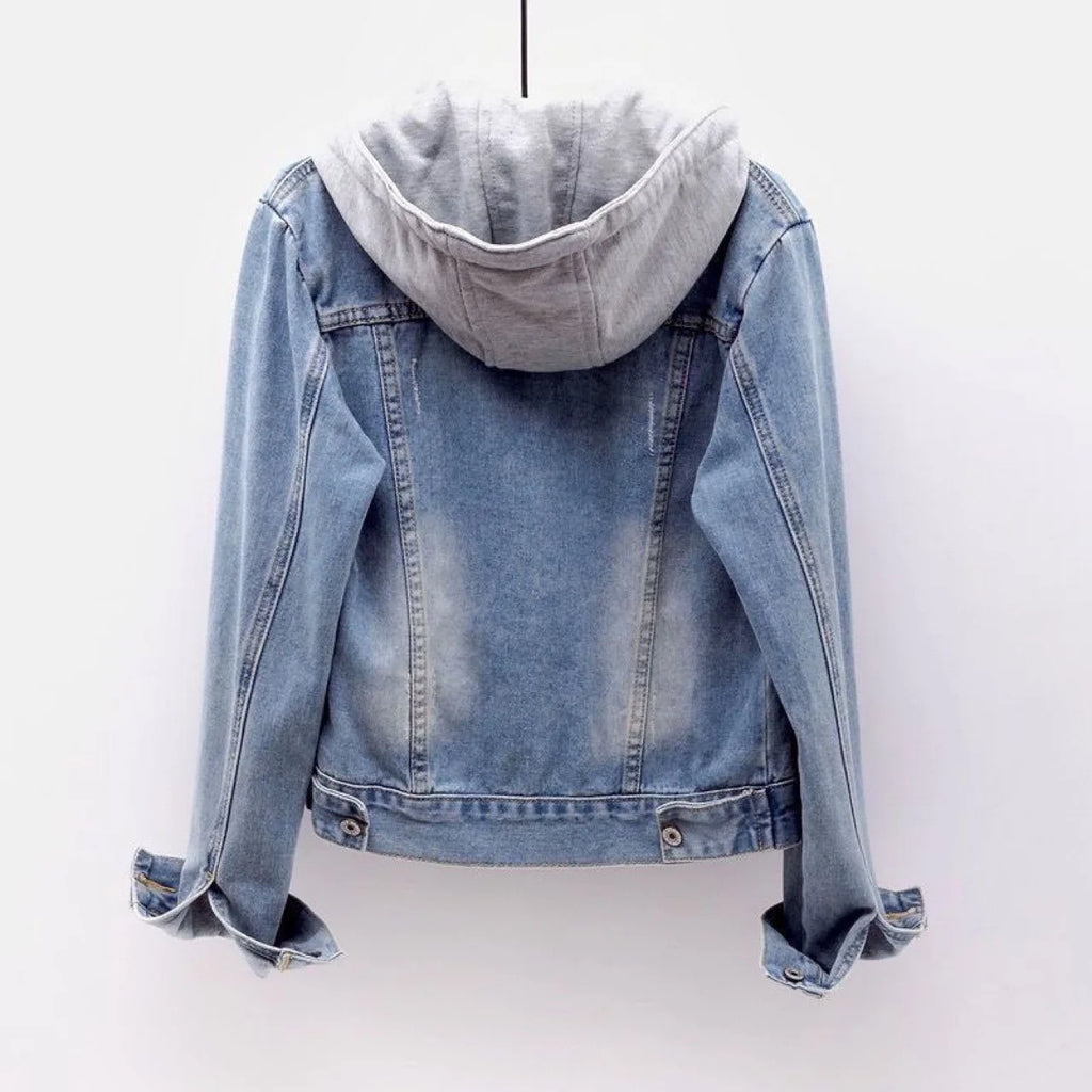 Women's Hooded Denim Jacket – Fleece-Lined Cropped Jean Jacket