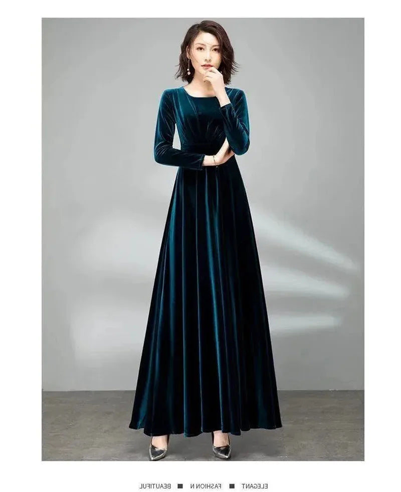 Long Sleeve Velvet Maxi Dress Bazaare Mart Long Sleeve Velvet Maxi Dress