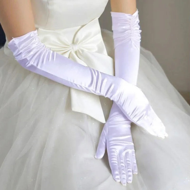 Long Satin Bridal Gloves