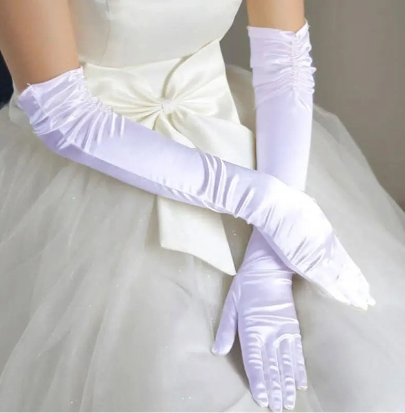Long Satin Bridal Gloves