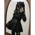 Jirai kei Shirt JK Skirt Japanese Style Lolita Y2K Sweet School Uniform Blouse Top Dress Darkness Outfit Women Girls Theme Party Black Set Bazaare Mart
