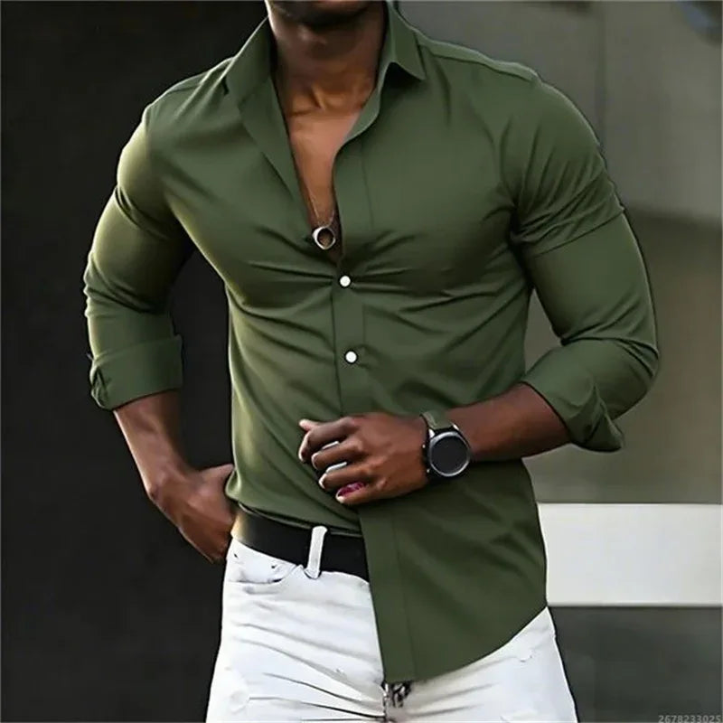 Solid Color Long Sleeve Shirt WSX0946 Bazaare Mart Long Sleeve Button Up Shirt