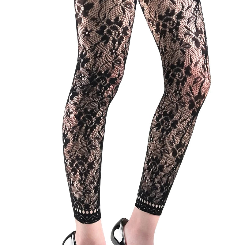 Colored Lace High Waist Footless Tights