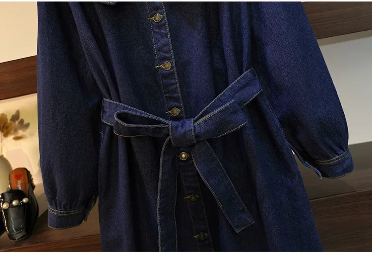 Dark Blue Denim Collared Button Up Dress Bazaare Mart Denim Dress