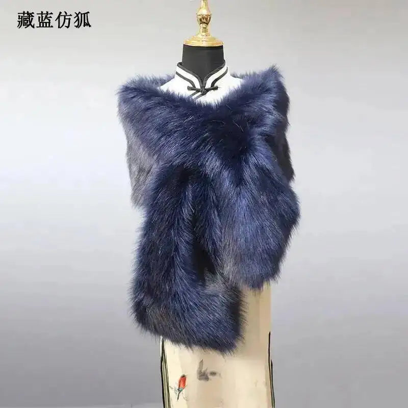 Faux Fur Stole Navy Blue Bazaare Mart Faux Fur Stole