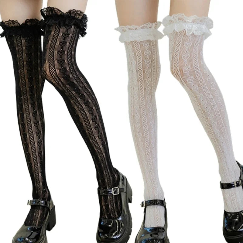 Lolita Fishnet Thigh High Stockings Bazaare Mart Thigh High Stockings
