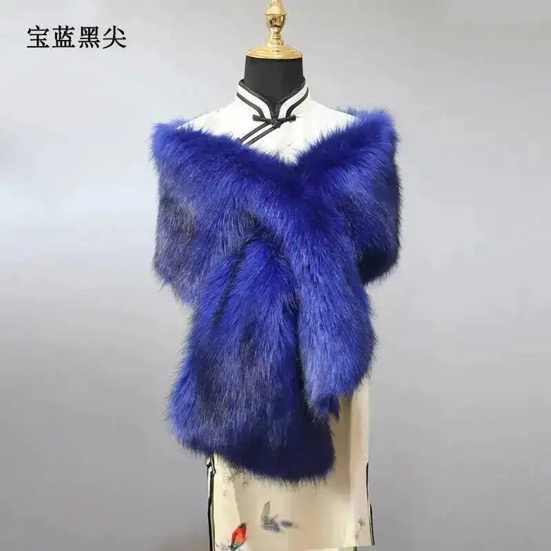 Faux Fur Stole Royal Blue Bazaare Mart Faux Fur Stole
