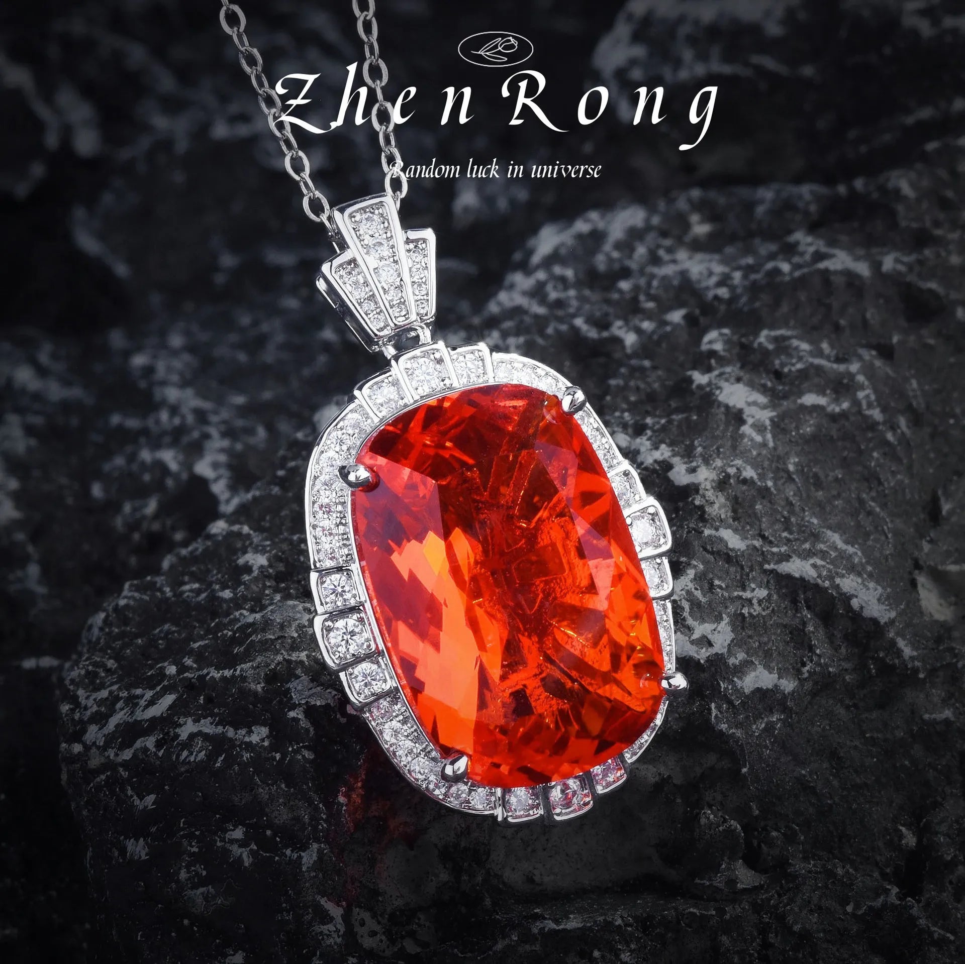 Halo Orange CZ Jewelry Set Bazaare Mart Halo Orange CZ Jewelry Set