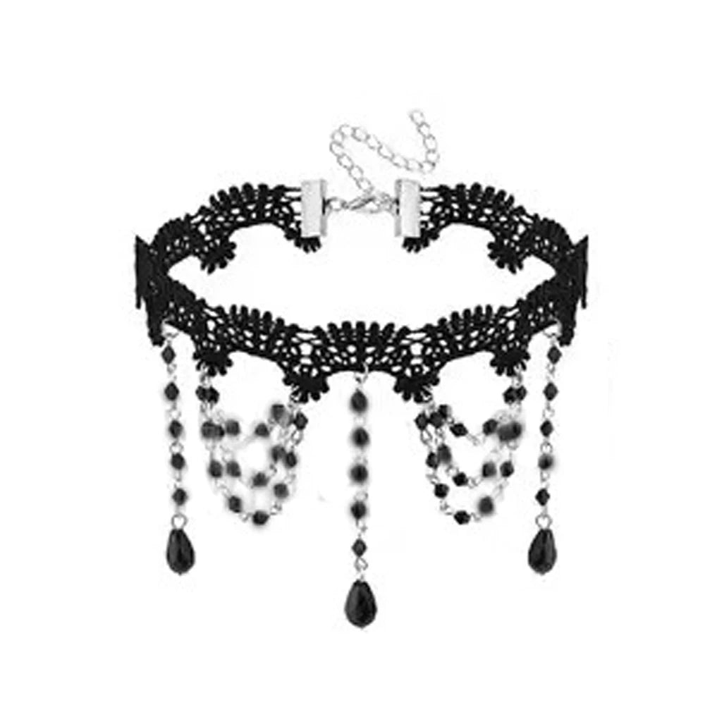 Neo-Gothic Black Lace Choker NXLS16 Bazaare Mart Black Lace Choker