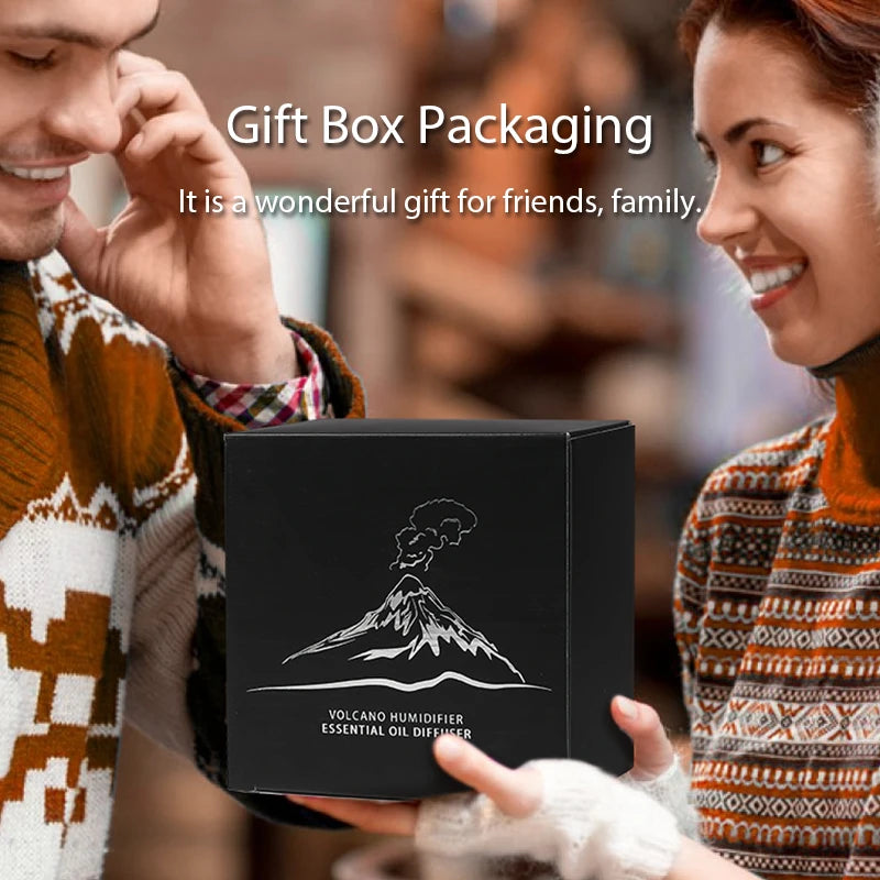 Volcanic Aroma Diffuser Essential Oil Lamp 130ml USB Portable Air Humidifier with Color Flame Night Light
