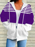 Nautical Stripe Hooded Jacket Purple Bazaare Mart Hoodie