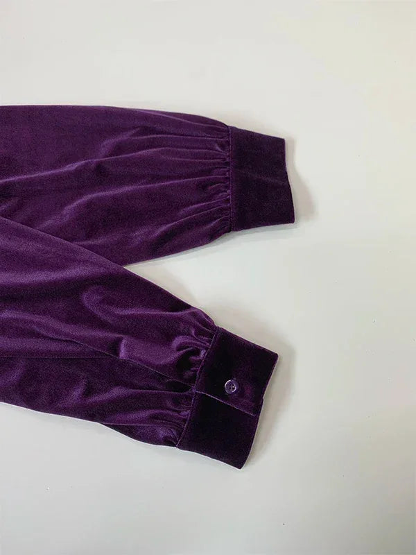 Purple Velvet Long Sleeve Dress Bazaare Mart Purple Velvet Long Sleeve Dress