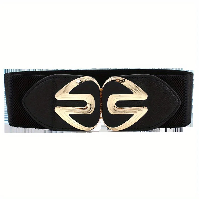 Vintage Buckle Wide Elastic Black Belt EL93 Bazaare Mart Wide Belt