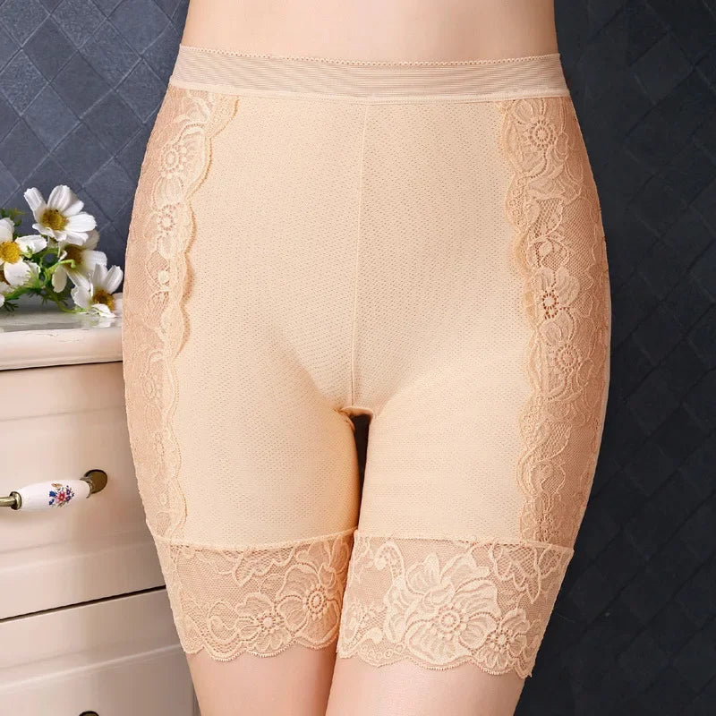 Plus Size Lacy Anti-Chafing Slip Shorts for Women – Lace Thigh Saver Under Dress Shorts Nude Bazaare Mart Girdle