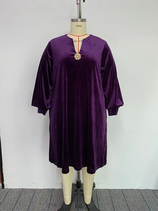 Purple Velvet Long Sleeve Dress Bazaare Mart Purple Velvet Long Sleeve Dress