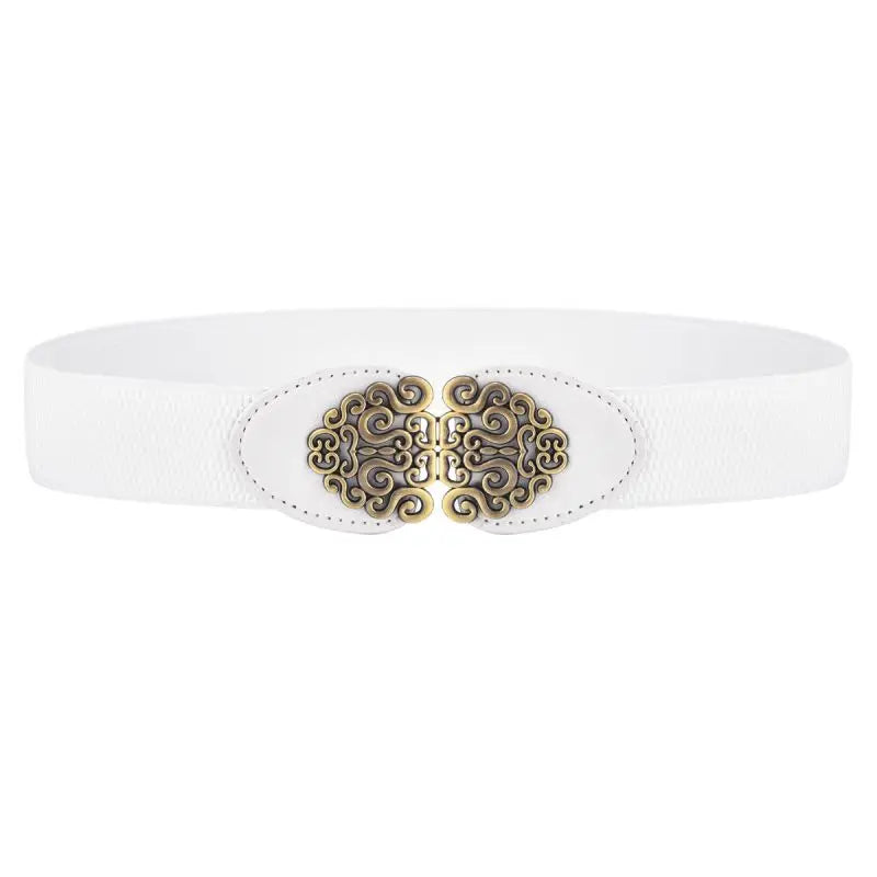 Women's Retro Stretch Belt 4YF-5 white Bazaare Mart Belt