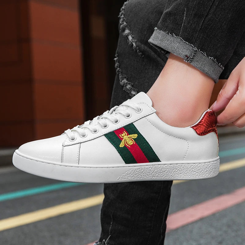 Tri Stripe Gold Bee Designer Style Sneakers