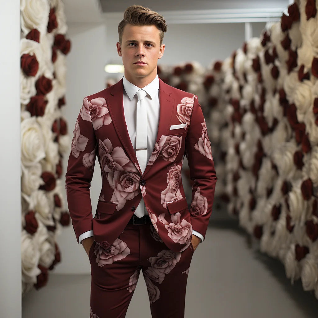 New Floral 3D Jacquard Tailored Men's Suit