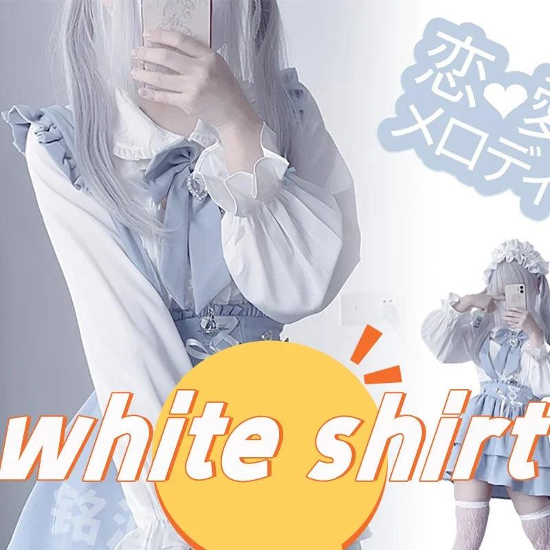 Women's Kawaii Lolita Blouse – Japanese-Inspired Peter Pan Collar Shirt with Lace & Bow Details shirt 19 Bazaare Mart Blouse